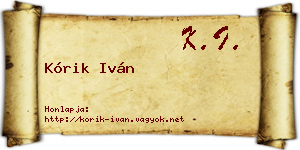 Kórik Iván névjegykártya